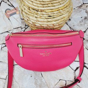 #bagsavenue fast ship leila belt bag pink bikini pebbled leather kate spade